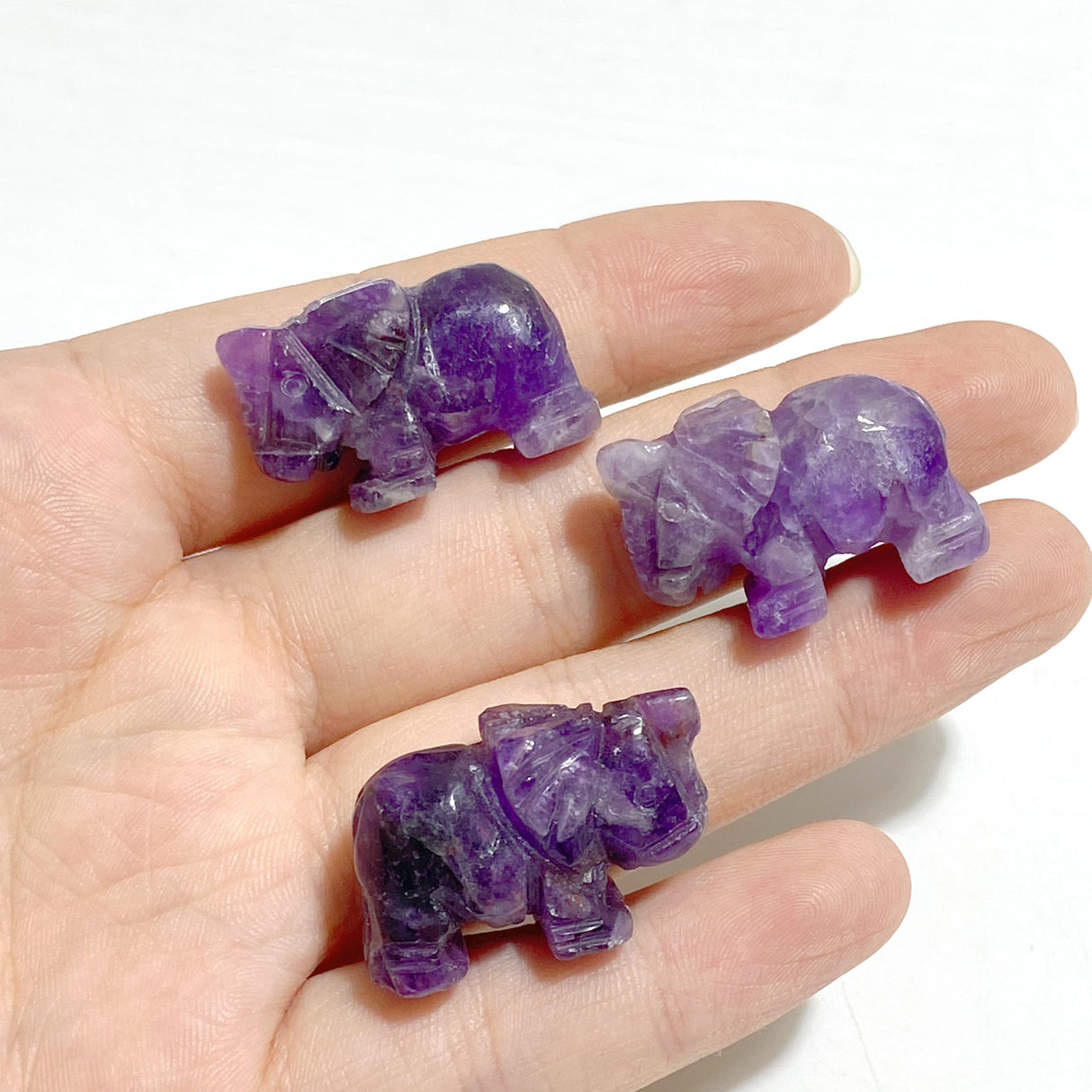 Mini Chevron Amethyst Elephant Carving Wholesale
