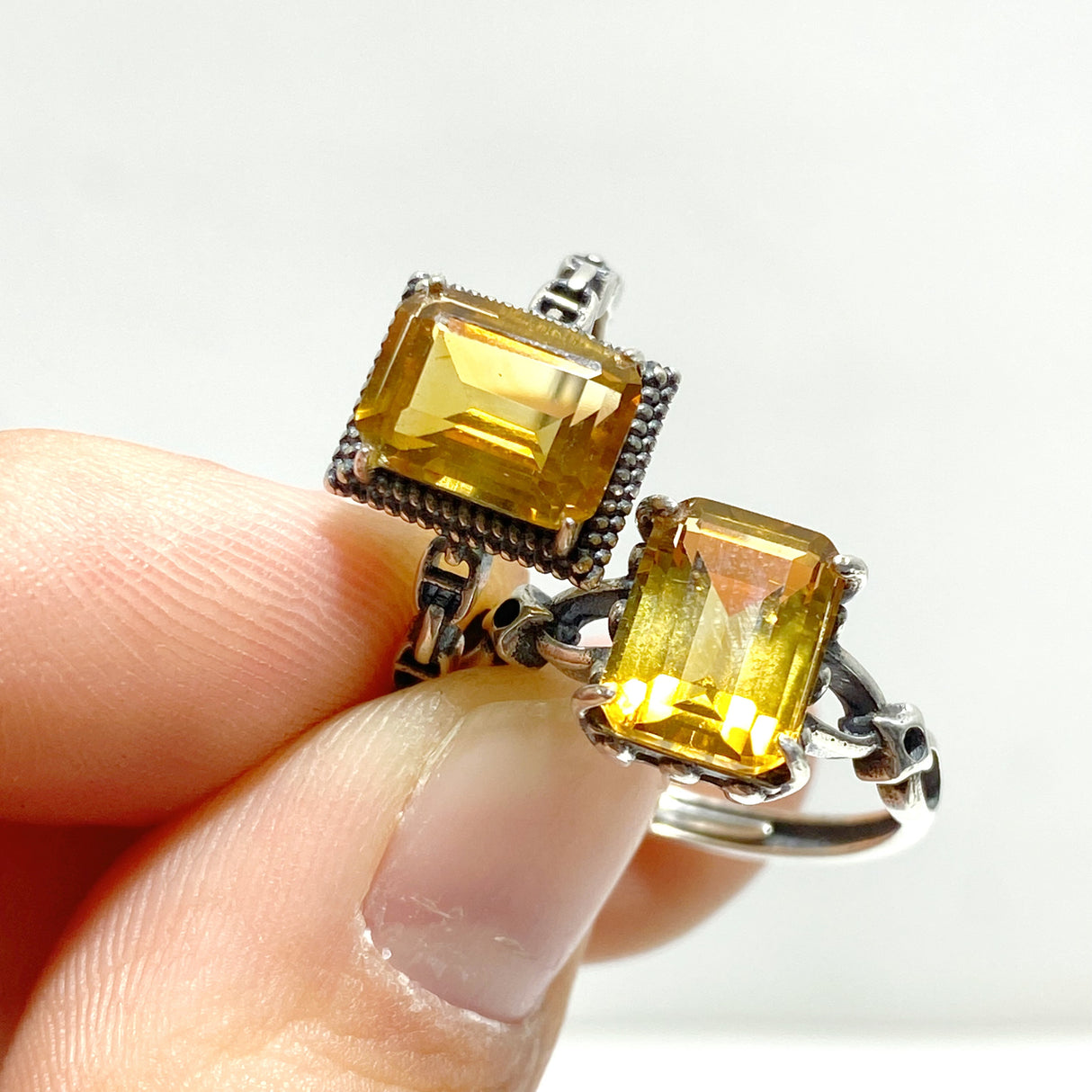 6 Pieces Citrine Sugar Cube 925 Silver Ring Different Styles
