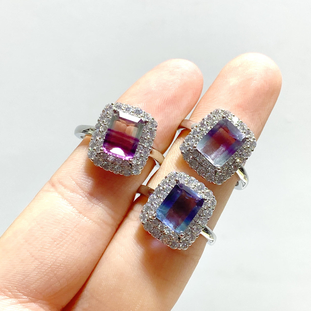 Beautiful Cut Faceted Fluorite Sugar Cube Ring Wholesale
