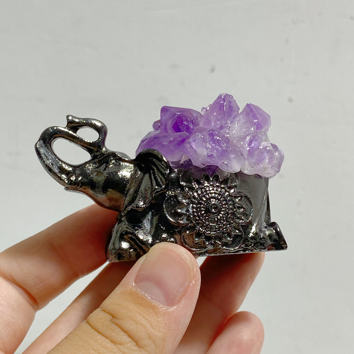 Amethyst Cluster Elephant Home Decorations