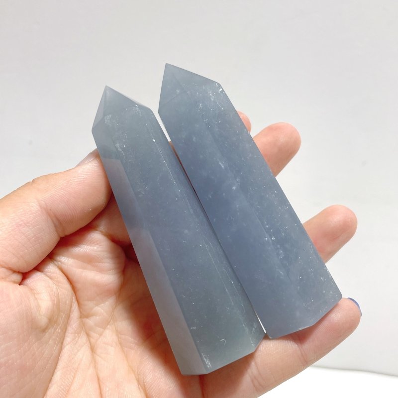 6 - 9CM Translucent Blue Angelite Tower Point Wholesale - Wholesale Crystals