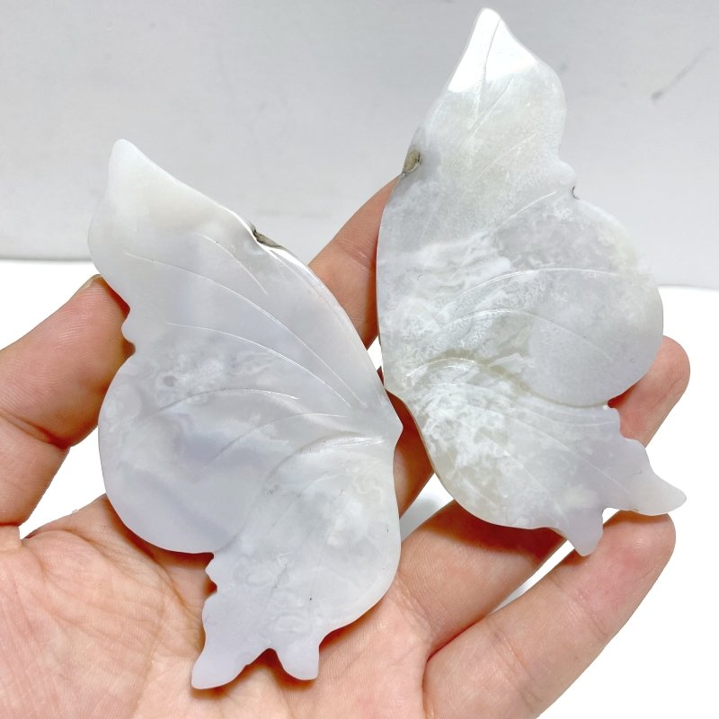 6 Pairs Sakura Flower Agate Butterfly Wing With Stand - Wholesale Crystals