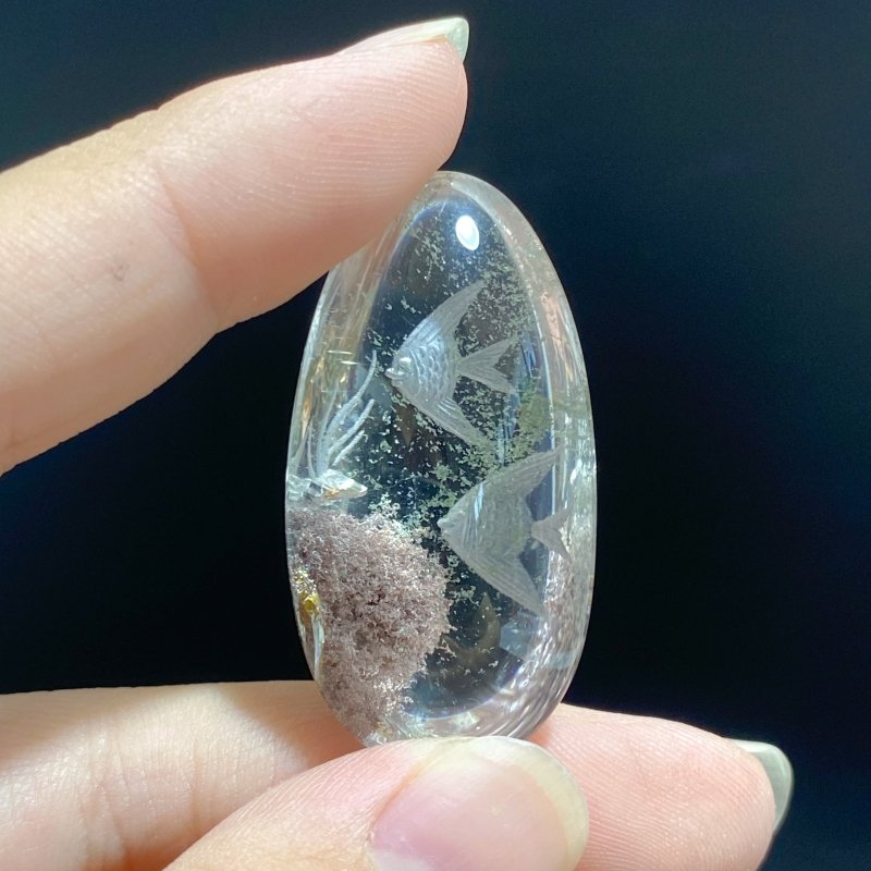 6 Pieces Fish Garden Quartz Inner Scene Carving -Wholesale Crystals