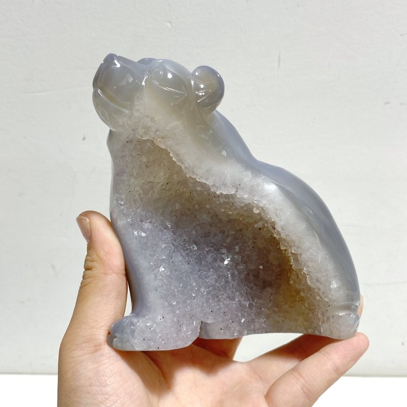 6 Pieces Geode Druzy Agate Bear Carving - Wholesale Crystals