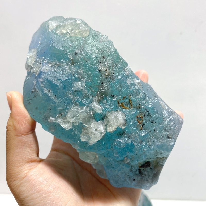 6 Pieces Large Raw Blue Fluorite Mixed Calcite Specimen - Wholesale Crystals