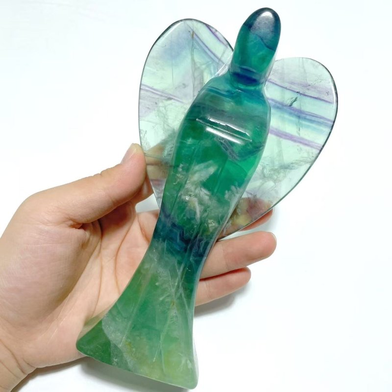 6 Pieces Rainbow Fluorite Angel Carving - Wholesale Crystals