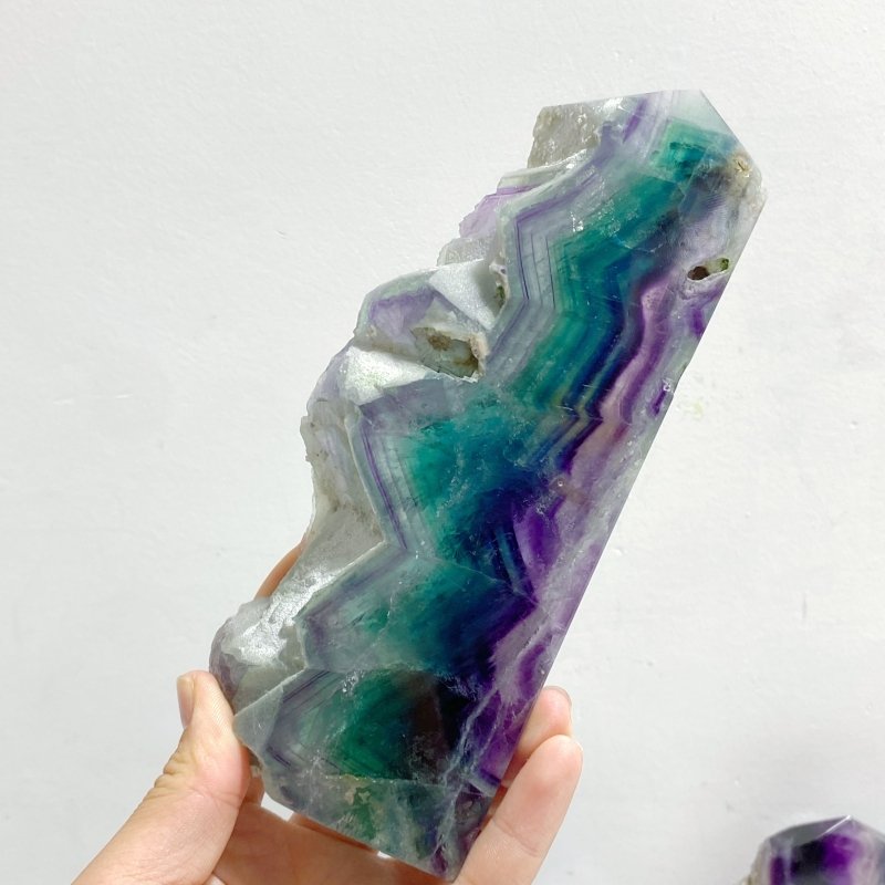 6 Pieces Rainbow Fluorite Raw Side Tower - Wholesale Crystals