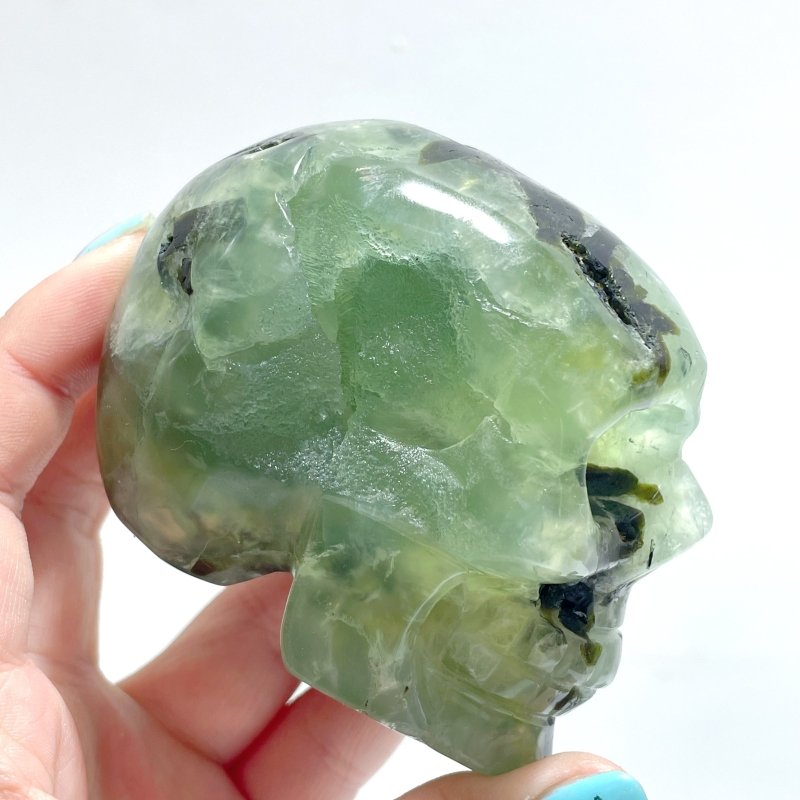 6 Pieces Small Prehnite Skull Carving - Wholesale Crystals