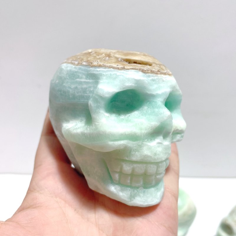 6 Pieces Unique Green Calcite Skull Carving - Wholesale Crystals