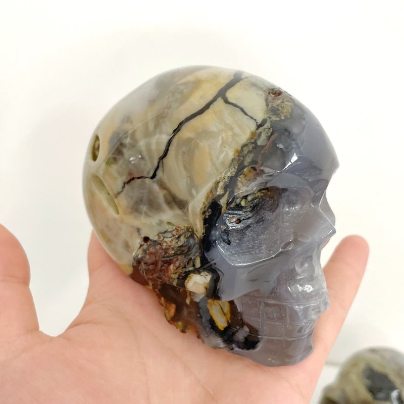 6 Pieces Volcano Agate Skull(UV - Reactive) - Wholesale Crystals