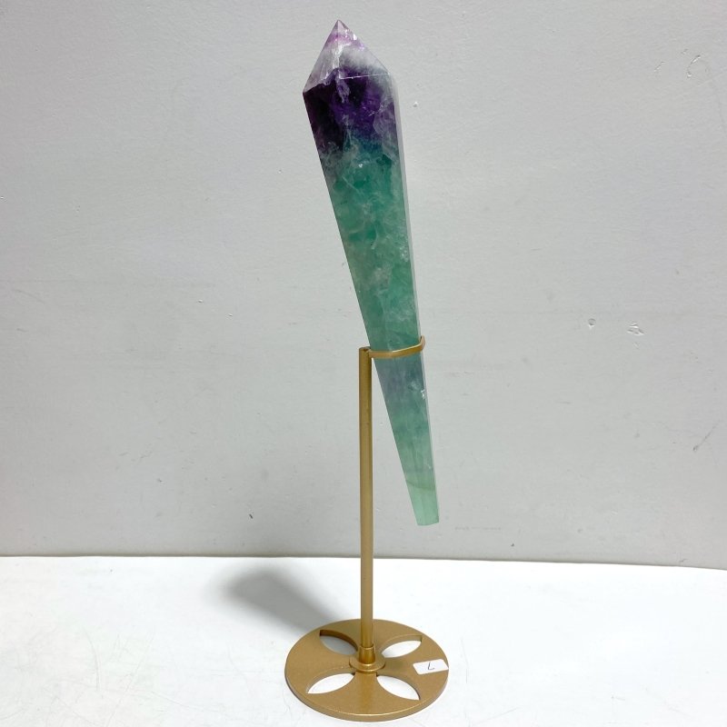6 Pieces Watemelon Fluorite Magic Scepter Wand With Stand - Wholesale Crystals