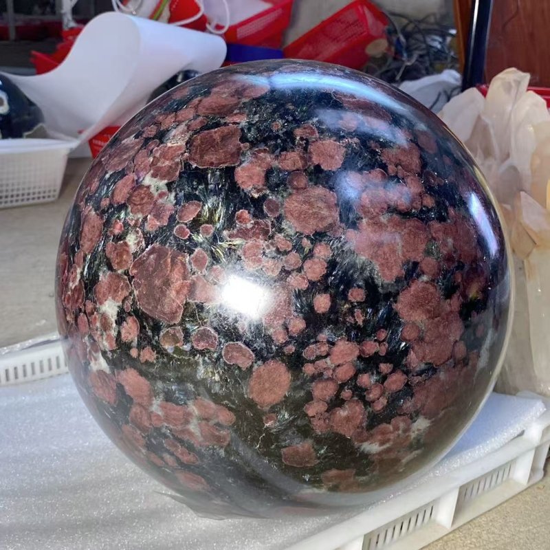 60.6KG Large Garnet Mixed Astrophyllite Sphere (Sea Freight Only) -Wholesale Crystals