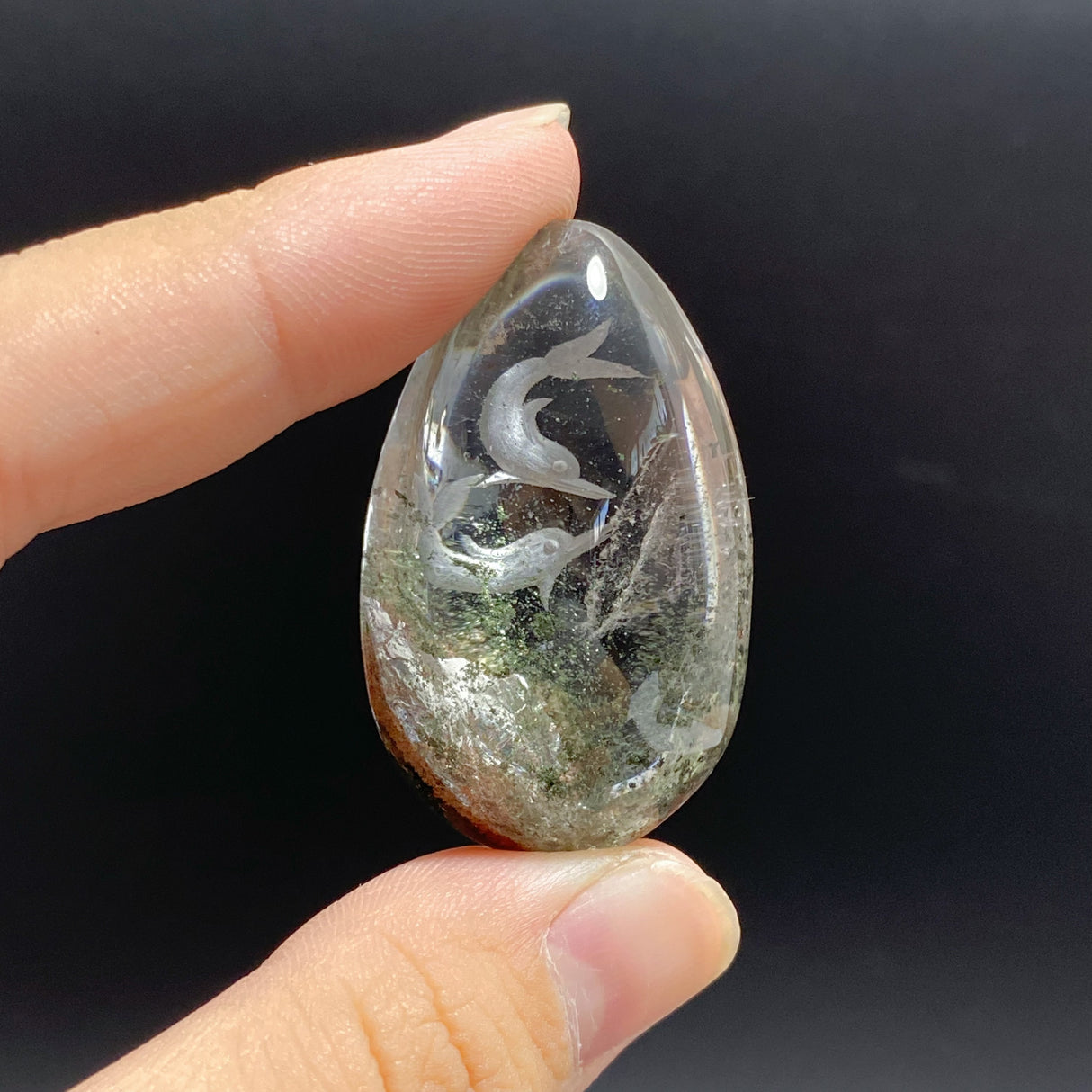 4 Pieces Dolphin Garden Quartz Inner Scene Carving