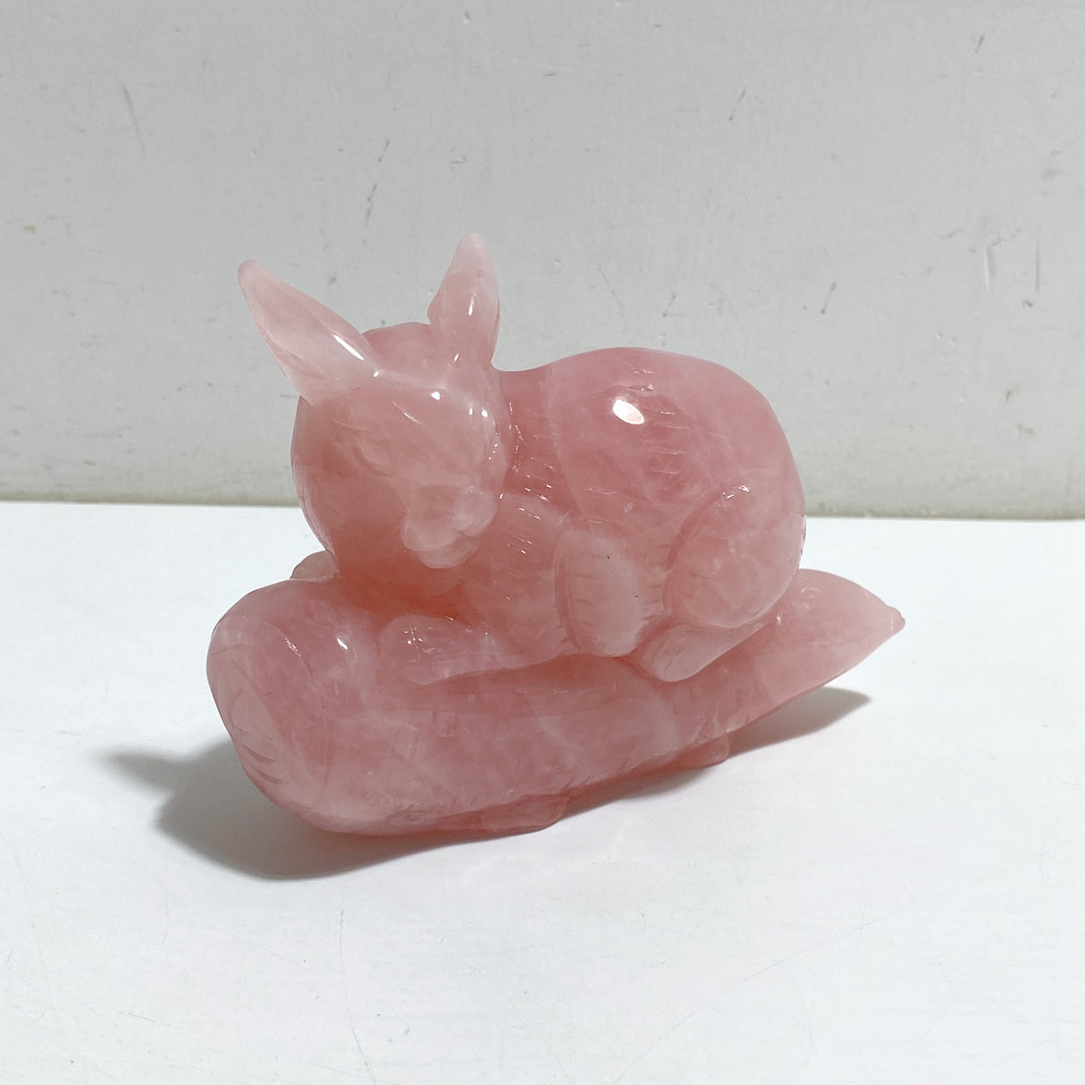Beautiful Rose Quartz Rabbit Carving