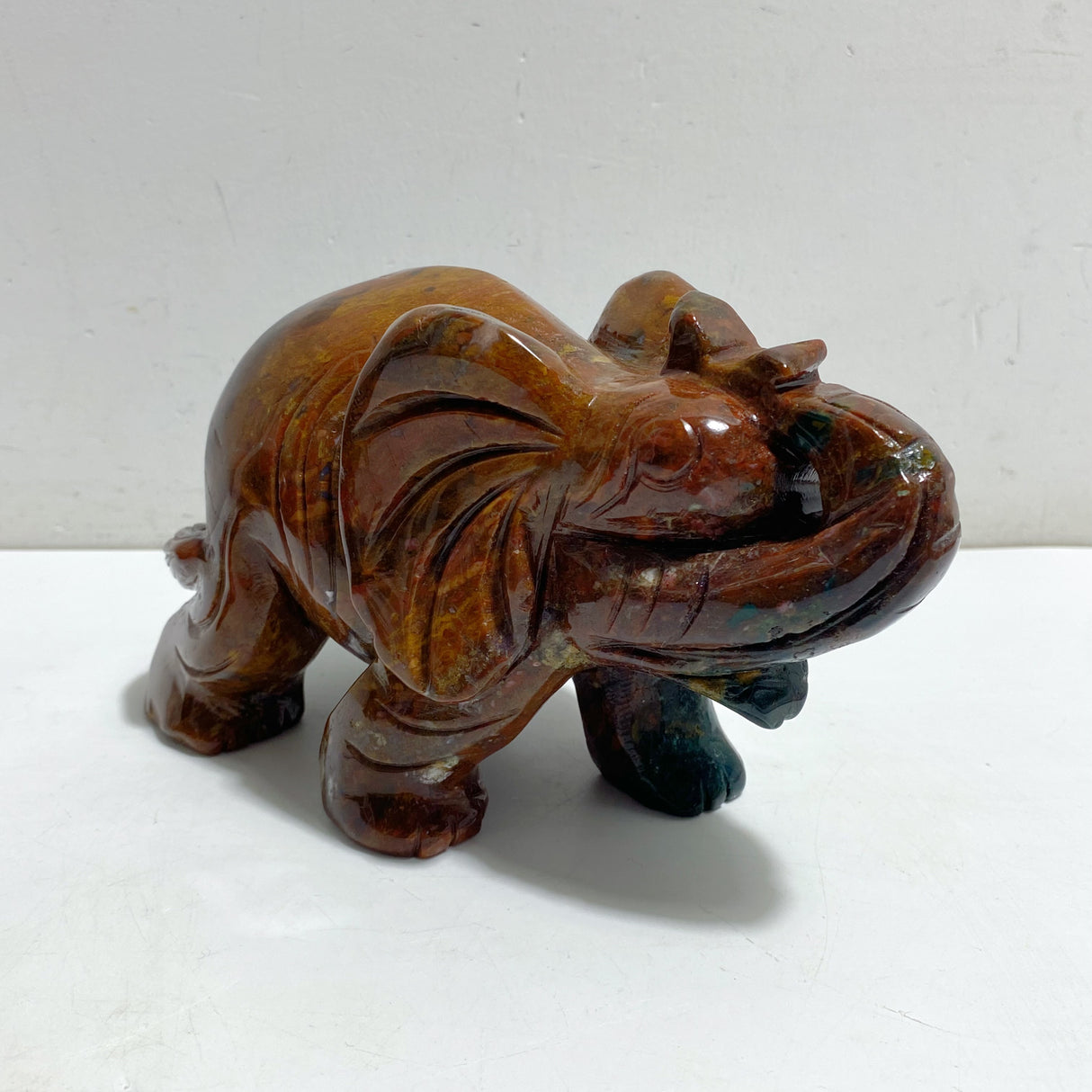 2 Pieces Large Ocean Jasper Elephant Crystal Carving