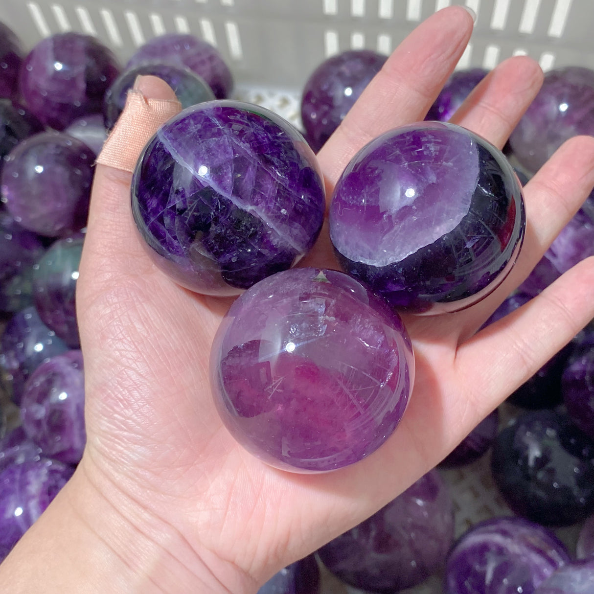 89 Pieces Beautiful Purple Fluorite Spheres (Sea Freight Only)
