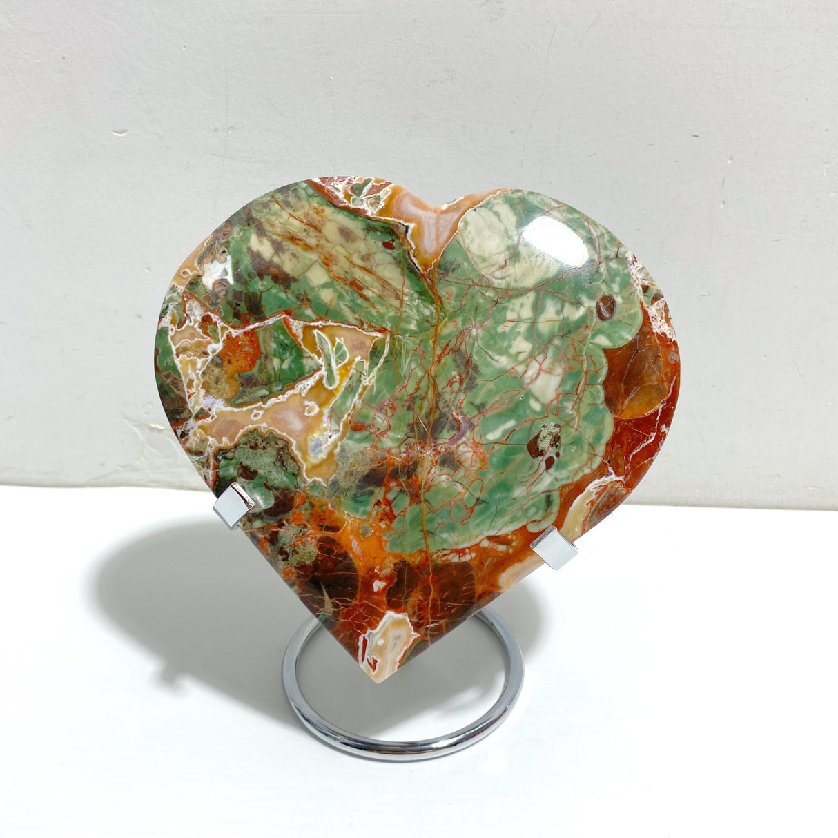 5 Pieces Large Money Agate Heart With Stand
