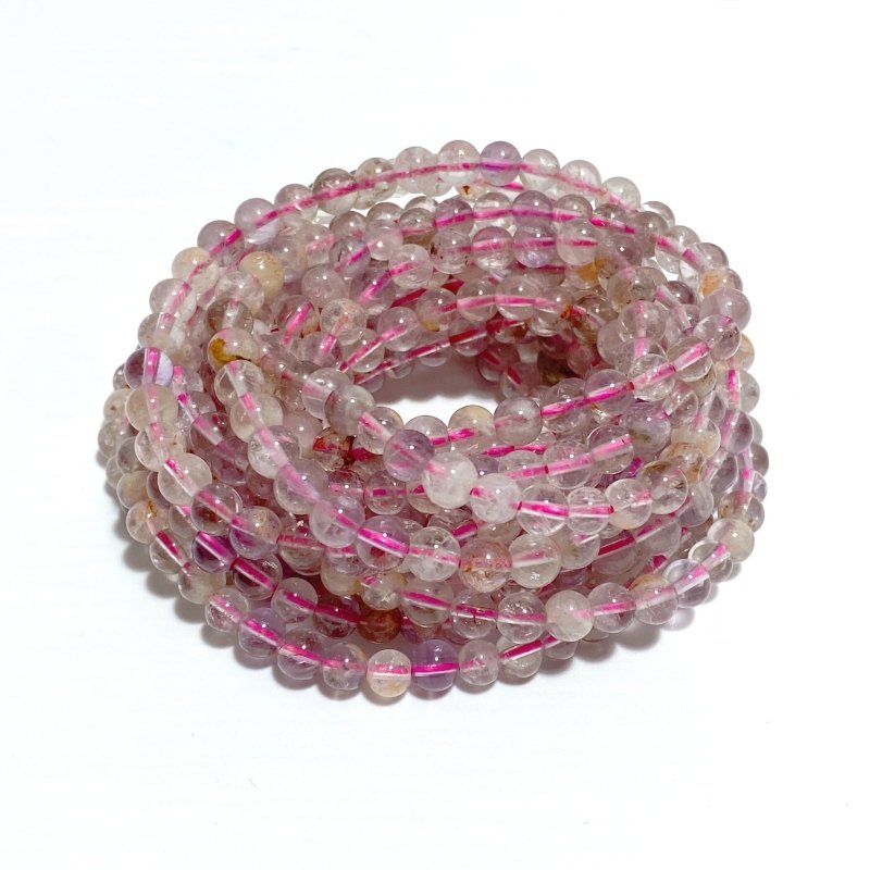 6mm White Garden Quartz 3 - Loop Bracelets Wholesale Closeout - Wholesale Crystals