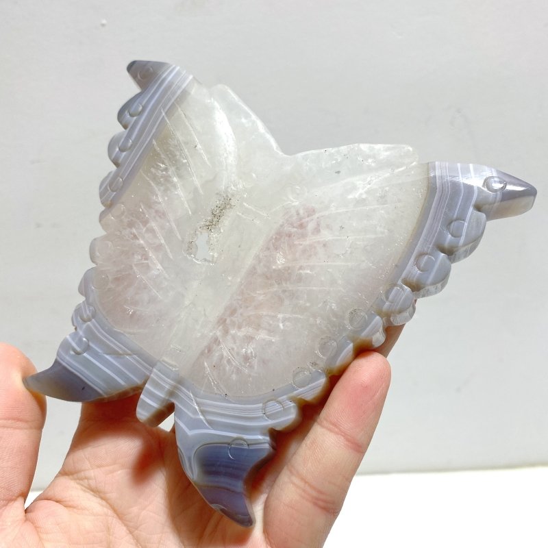 7 Pieces Geode Druzy Agate Butterfly Carving - Wholesale Crystals