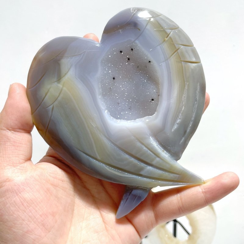 7 Pieces Geode Druzy Agate Fish Carving With Stand - Wholesale Crystals