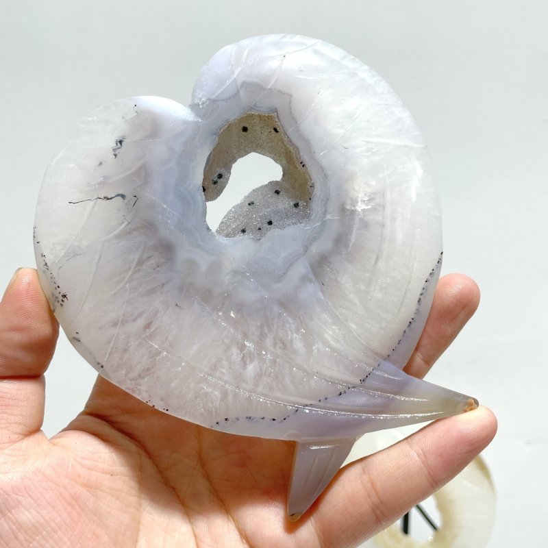 7 Pieces Geode Druzy Agate Fish Carving With Stand - Wholesale Crystals