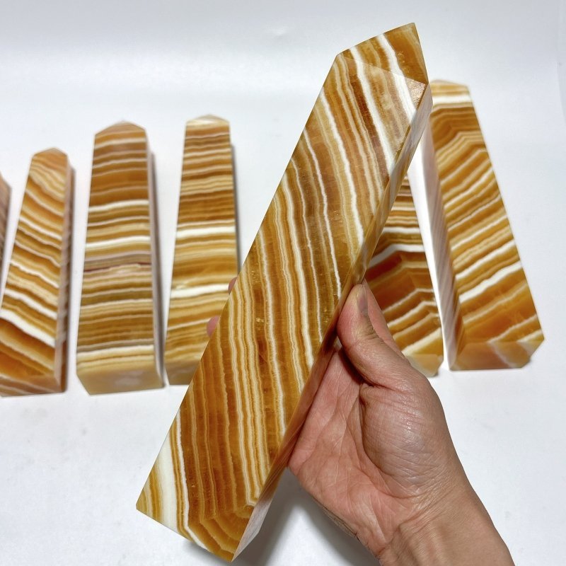 7 Pieces Large Beautiful Yellow Calcite Stripe Tower - Wholesale Crystals