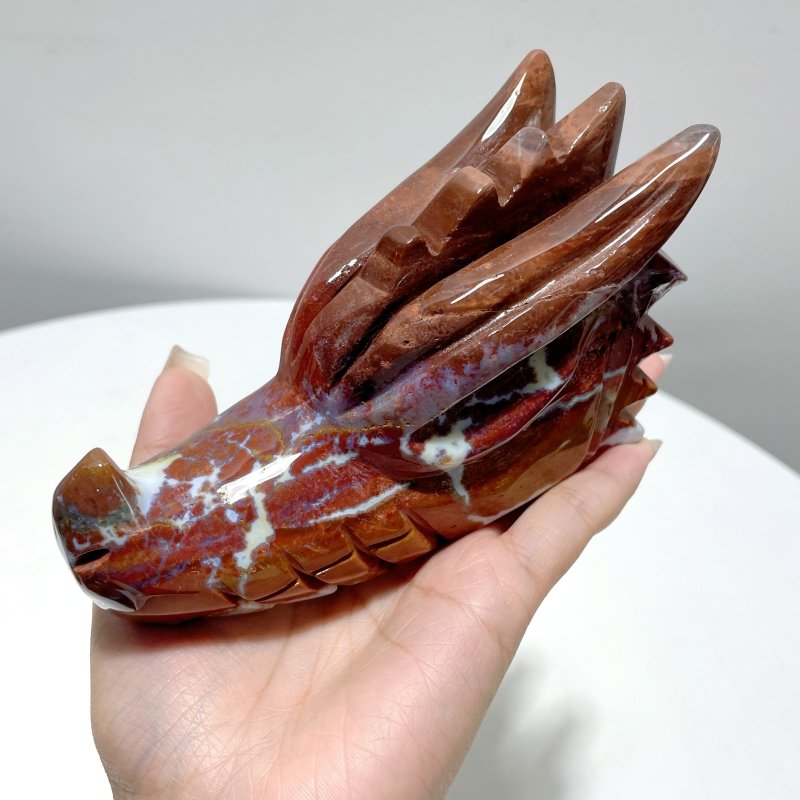 7 Pieces Unique Colorful Ocean Jasper Dragon Head Carving - Wholesale Crystals