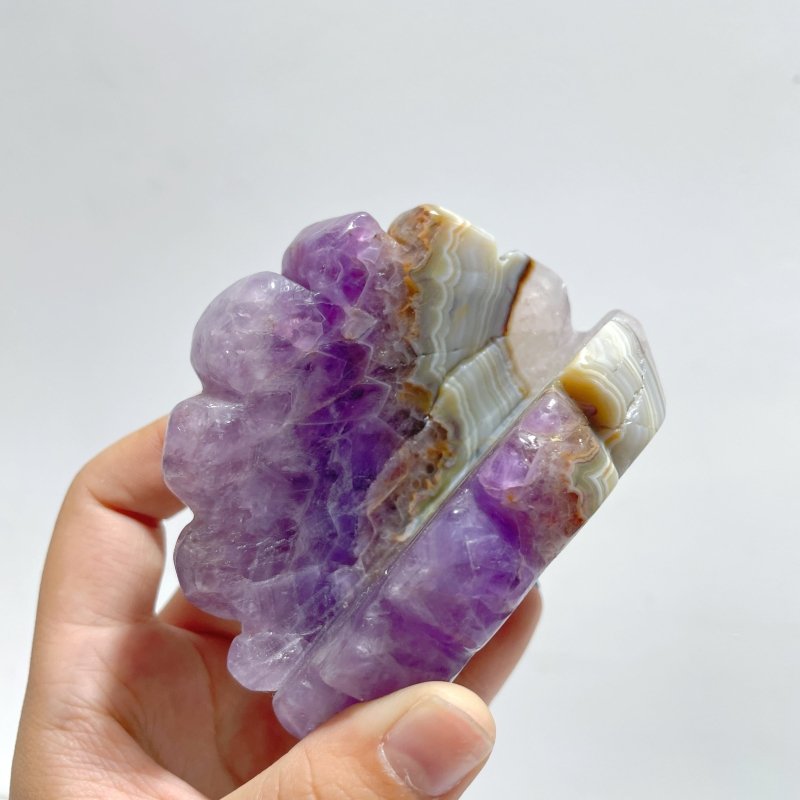 8 Pieces Amethyst Mixed Stripe Agate Shell Carving (Defect) - Wholesale Crystals