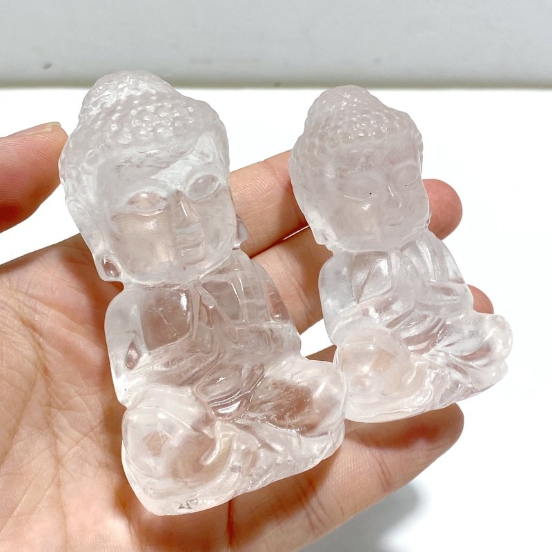 8 Pieces Beautiful Clear Quartz Buddha Carving - Wholesale Crystals