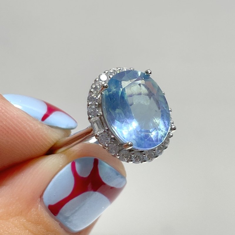 8 Pieces Beautiful High Quality S925 Sterling Silver Cut Faceted Aquamarine Different Styles Ring - Wholesale Crystals