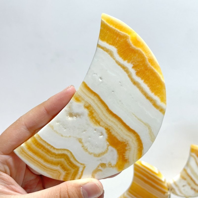 8 Pieces Beautiful Yellow Calcite Moon With Stand - Wholesale Crystals