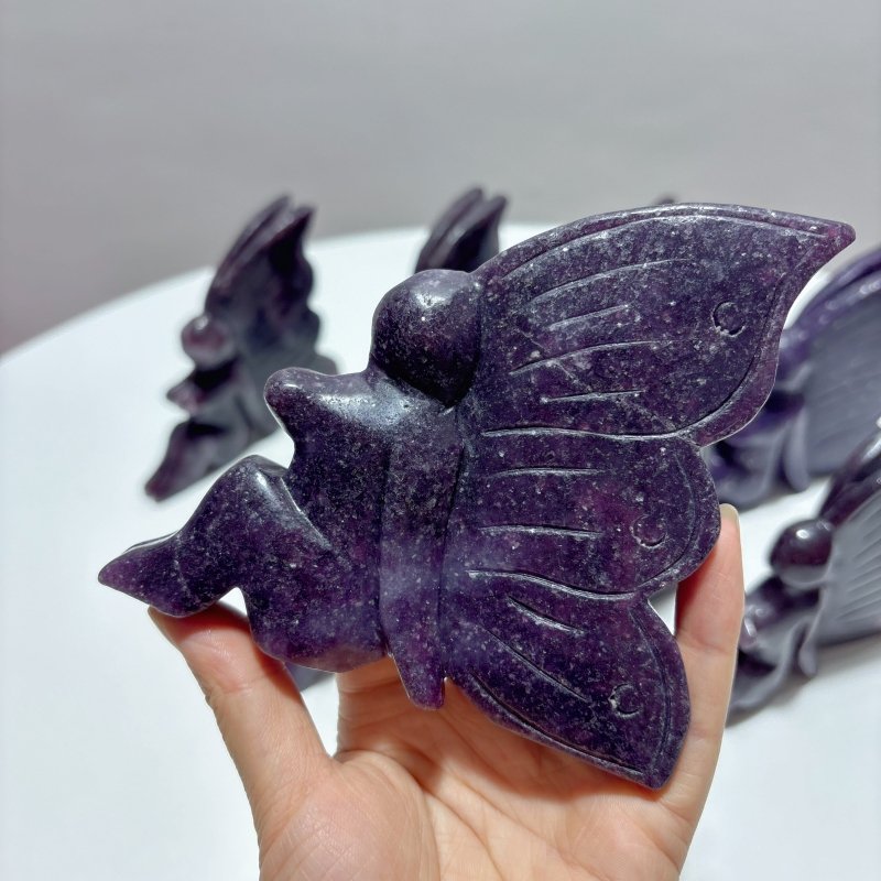 8 Pieces Lepidolite Butterfly Fairy Carving - Wholesale Crystals