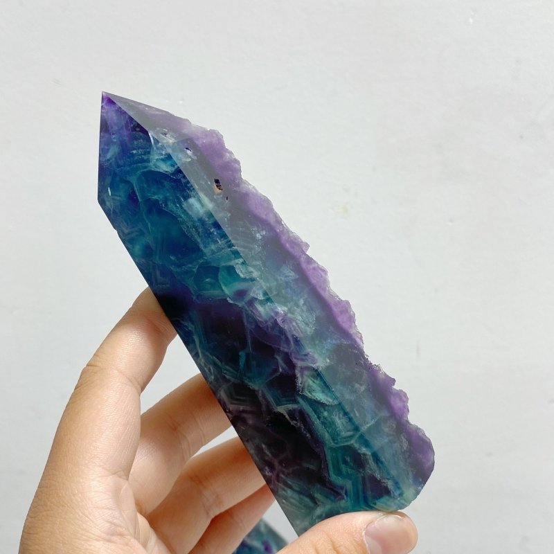 8 Pieces Rainbow Fluorite Raw Side Four-sided Tower -Wholesale Crystals