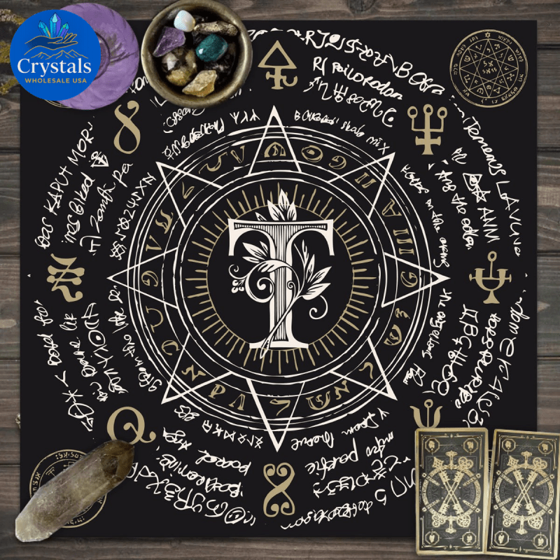 8 Vintage Rune Pentagram Tarot Tablecloth - Wholesale Crystals