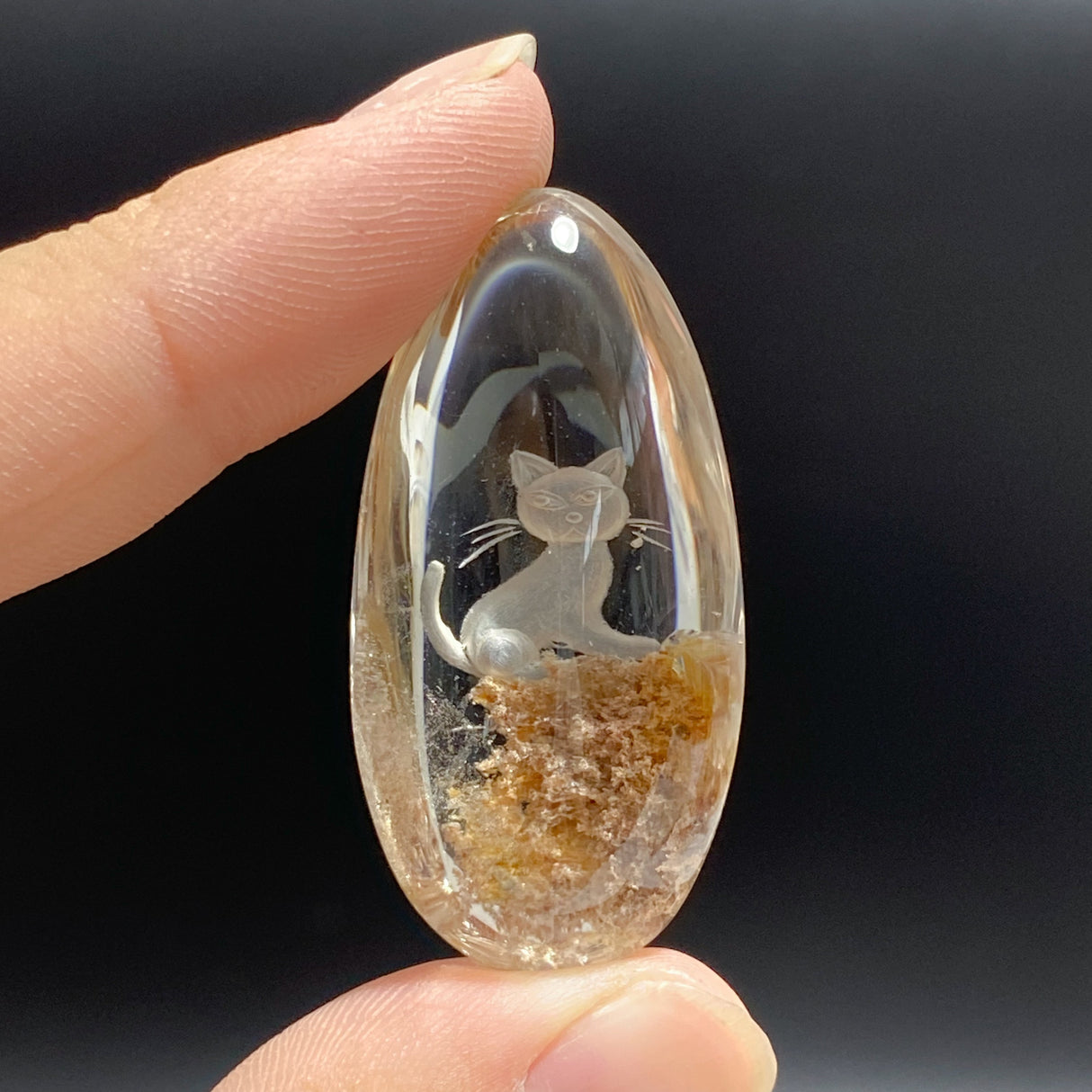 3 Pieces Cat Garden Quartz Inner Scene Carving