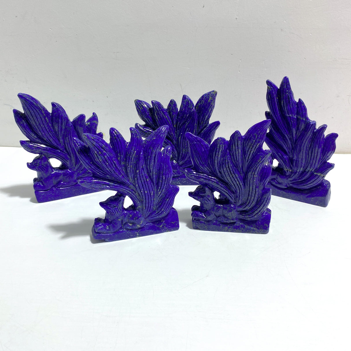 5 Pieces Lapis Lazuli Nine-tailed Fox Carving