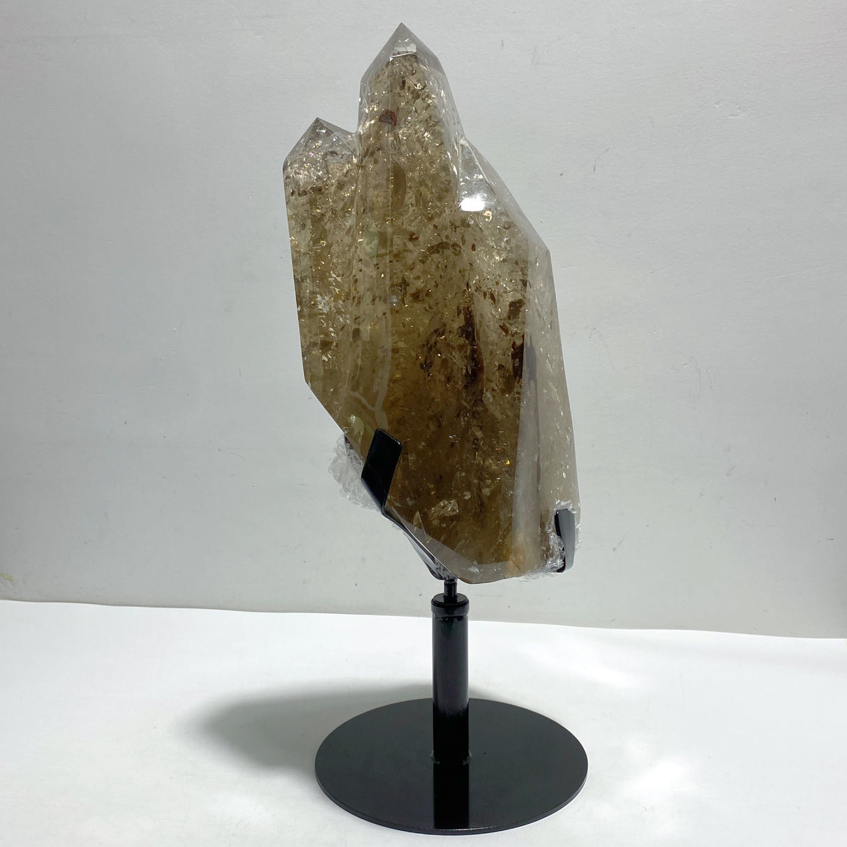 Unique Smoky Quartz Point With Rainbow With Stand
