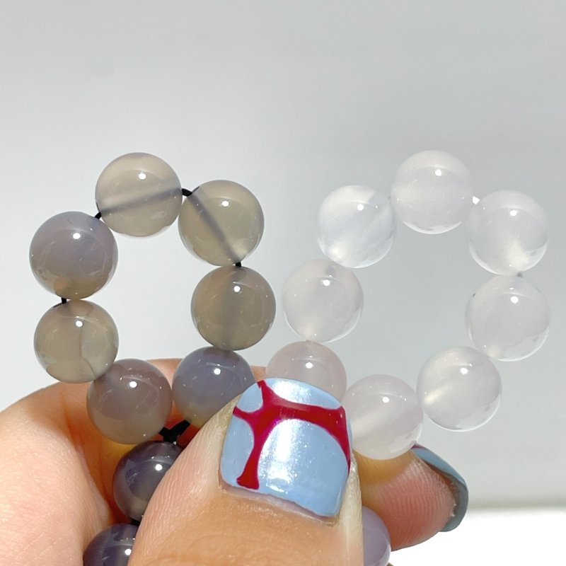 8mm White Agate Grey Agate Bracelets Wholesale - Wholesale Crystals