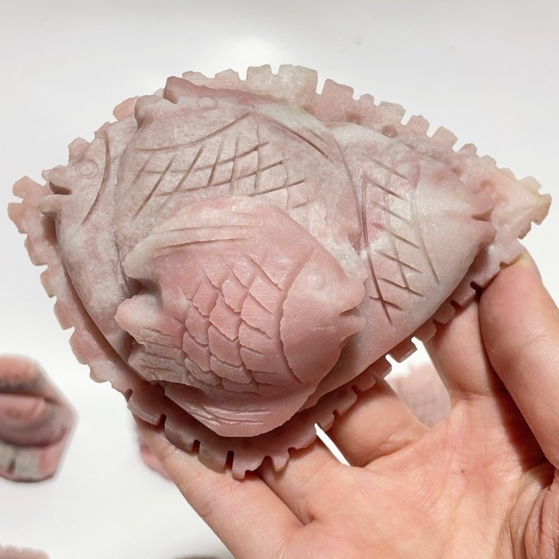 9 Pieces Beautiful Pink Opal Fish Carving - Wholesale Crystals