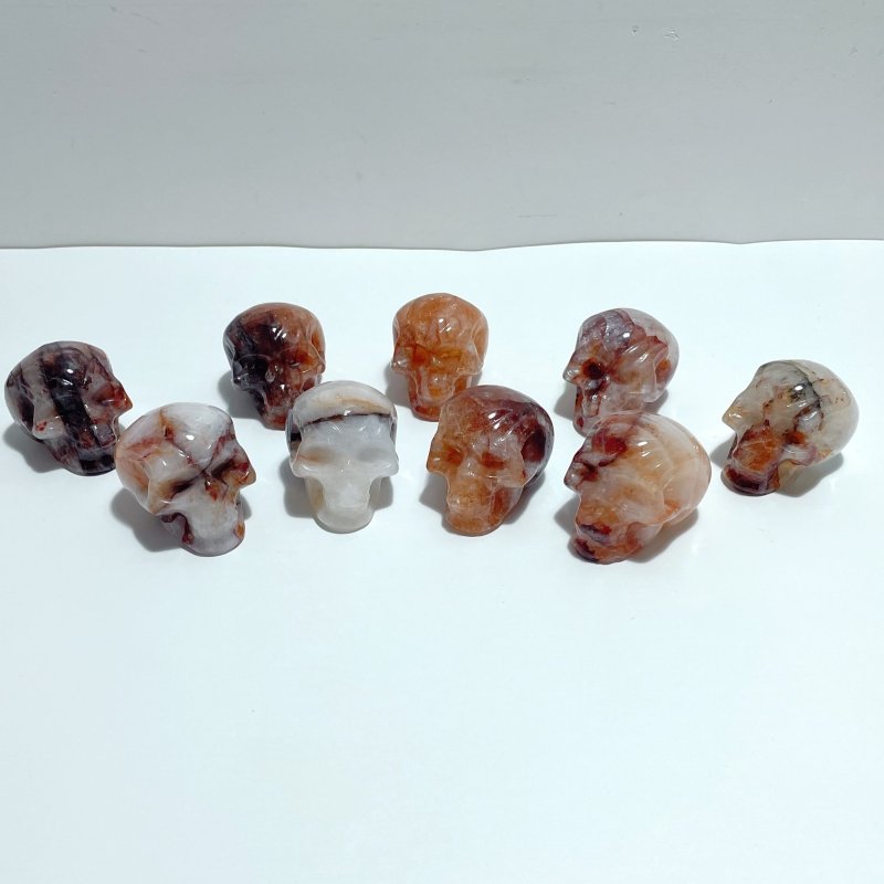 9 Pieces Fire Quartz Skull Carving - Wholesale Crystals
