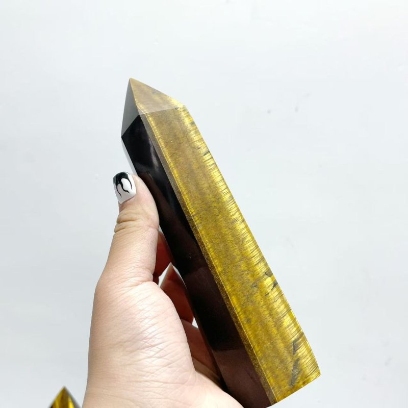 9 Pieces Tiger Eye Tower Points - Wholesale Crystals