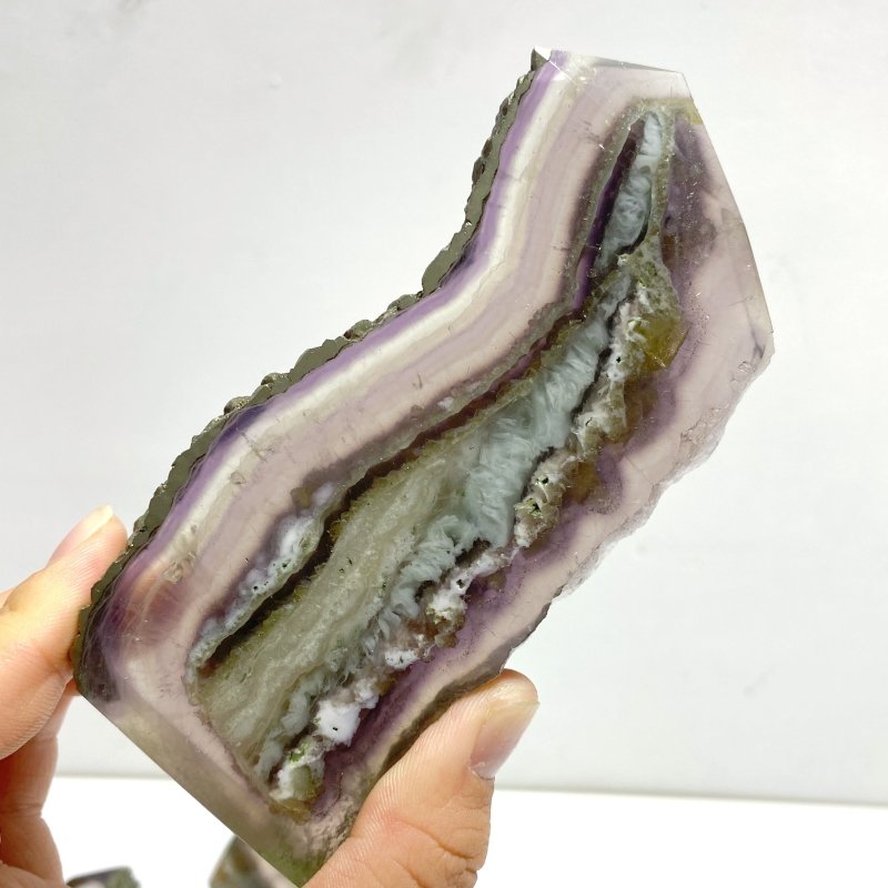 9 Pieces Unique Fluorite Mixed Pyrite Calcite Slab - Wholesale Crystals