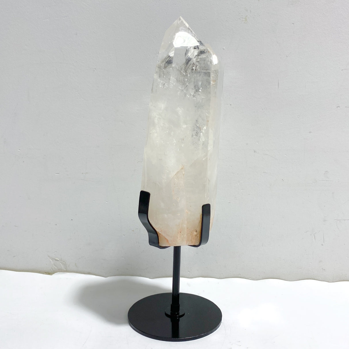 Large Clear Quartz Double Point Raw Bottom With Stand