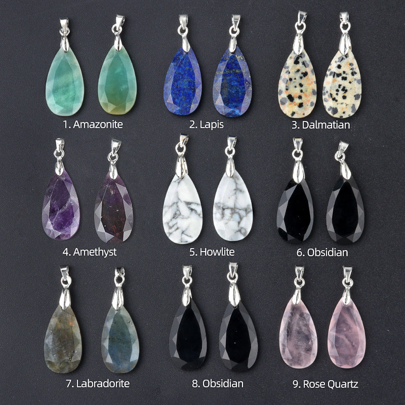 KS1691 - Cut Faceted Diamond Shape Crystal Pendant