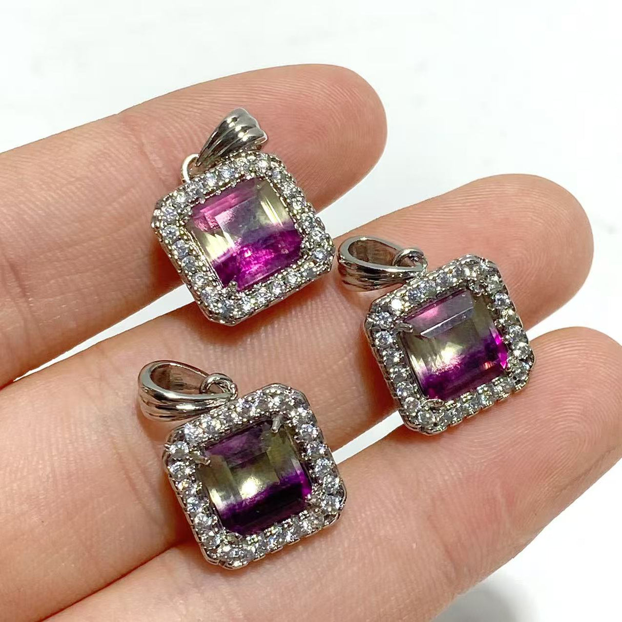 Beautiful Fluorite Cut Faceted Sugar Cube Pendant Wholesale