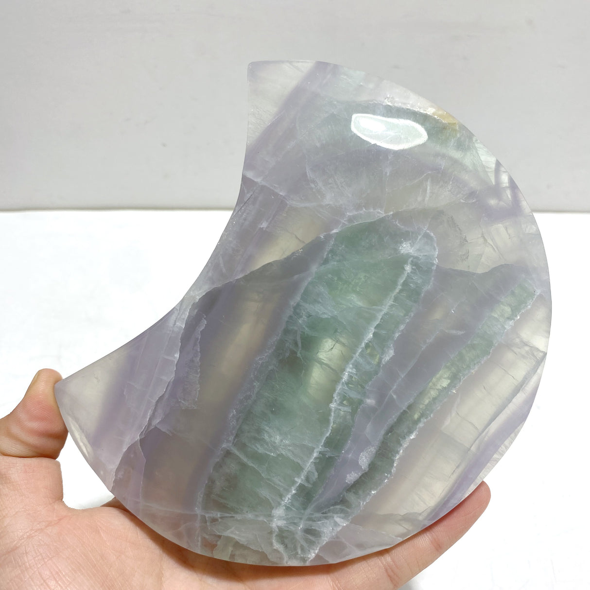 5 Pieces Fluorite Moon Carving With Stand