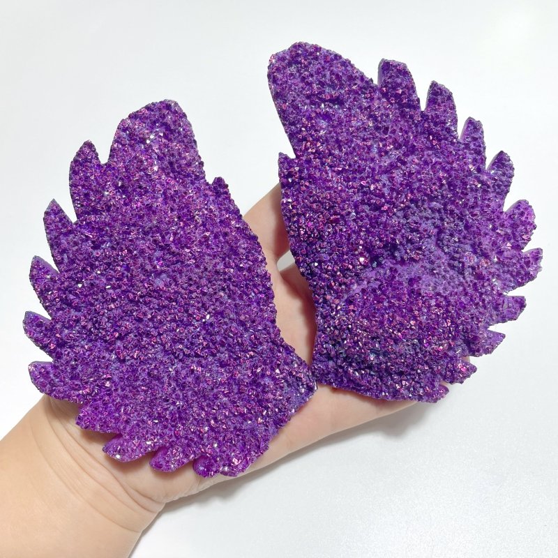 Beautiful Aura Quartz Cluster Angel Wing With Stand - Wholesale Crystals