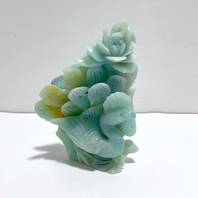 Beautiful Caribbean Calcite Peacock Carving - Wholesale Crystals