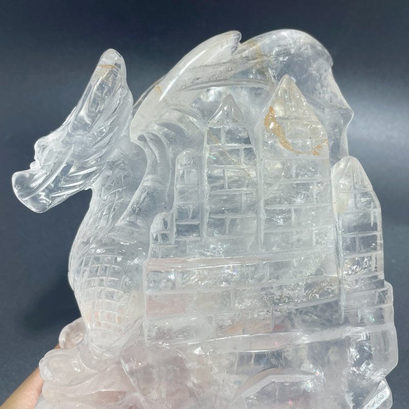 Beautiful Clear Quartz Flying Dragon Castle Carving 3 - Wholesale Crystals