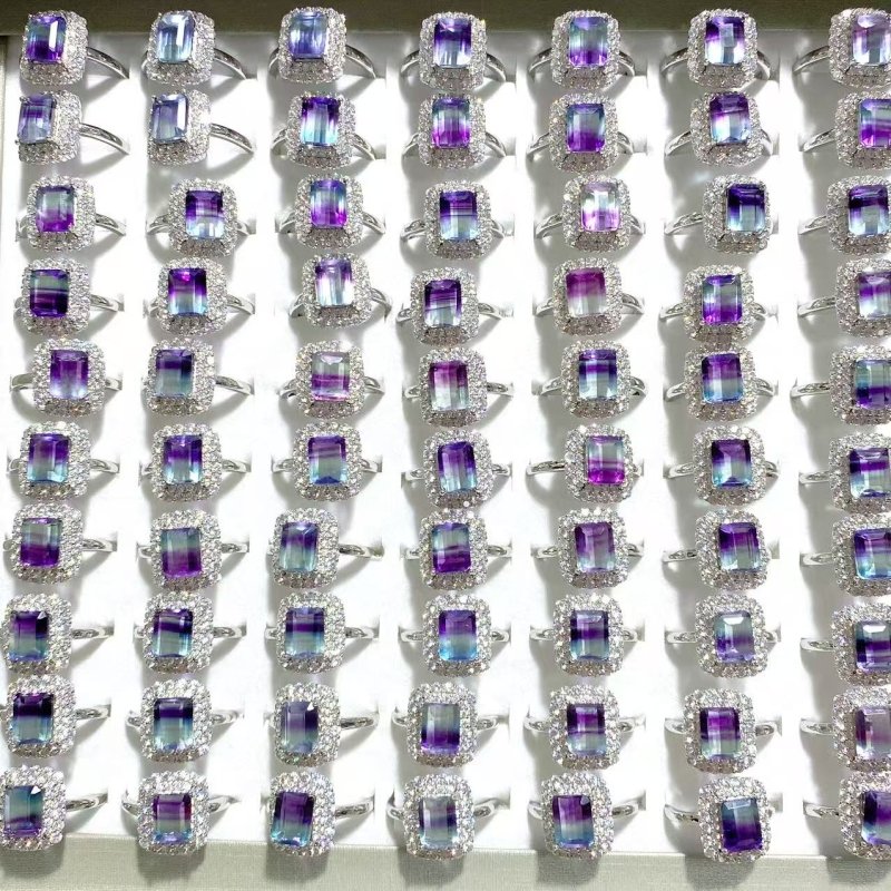 Beautiful Cut Faceted Fluorite Sugar Cube Ring Wholesale - Wholesale Crystals